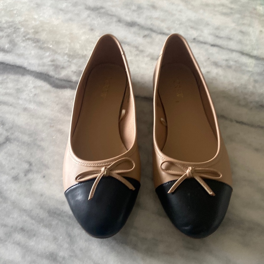 J. Crew Factory Tan and Black Flats
